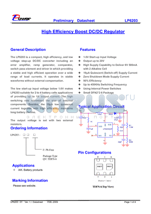 LP6203-QVF datasheet - High Efficiency Boost DC/DC Regulator