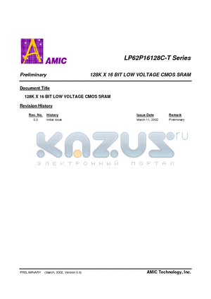 LP62P16128CU-12LLT datasheet - 128K X 16 BIT LOW VOLTAGE CMOS SRAM