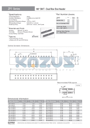 ZP7-20-SS-G datasheet - 180` SMT - Dual Row Box Header