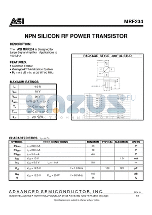 MRF234 datasheet - NPN SILICON RF POWER TRANSISTOR