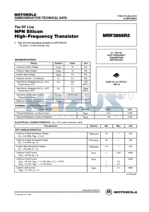 MRF3866 datasheet - HIGH-FREQUENCY TRANSISTORS NPN SILICON