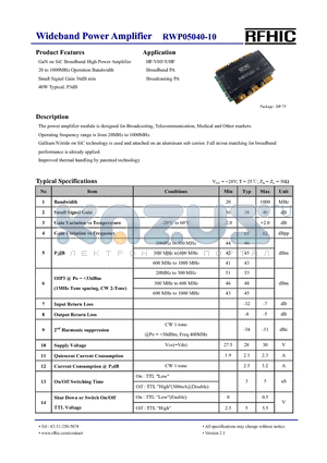 RWP05040-10_1 datasheet - Wideband Power Amplifier