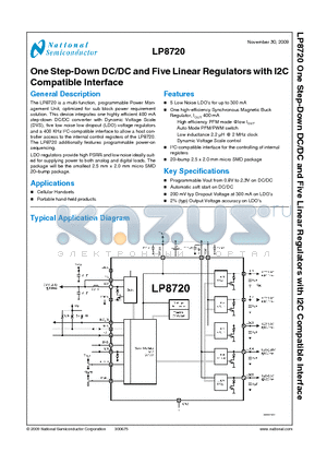LP8720 datasheet - One Step-Down DC/DC and Five Linear Regulators with I2C Compatible Interface