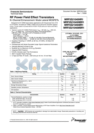MRF5S21045 datasheet - RF Power Field Effect Transistors