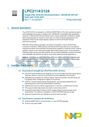 LPC2114_11 datasheet - Single-chip 16/32-bit microcontrollers; 128/256 kB ISP/IAP flash with 10-bit ADC