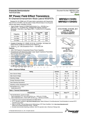 MRF8S21172HR3 datasheet - MRF8S21172HR3