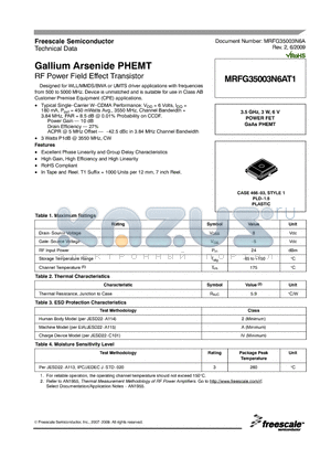 MRFG35003N6AT1 datasheet - Gallium Arsenide PHEMT RF Power Field Effect Transistor