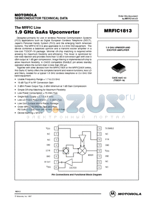 MRFIC1813 datasheet - 1.9 GHz UPMIXER AND EXCITER AMPLIFIER