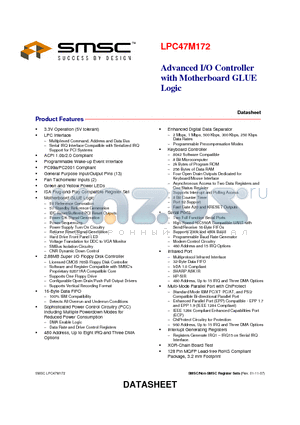 LPC47M172-NW datasheet - Advanced I/O Controller with Motherboard GLUE Logic