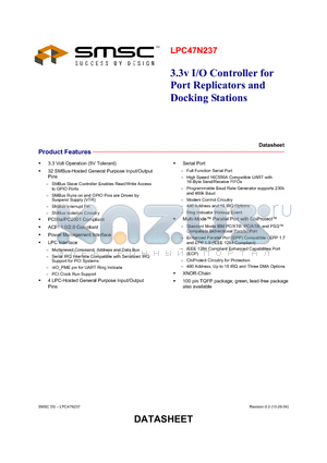 LPC47N237-MD datasheet - 3.3V I/O CONTROLLER FOR PORT REPLICATORS AND DOCKING STATIONS