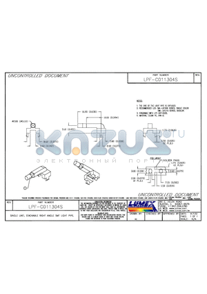 LPF-C011304S datasheet - SINGLE UNIT, STACKABLE RIGHT ANGLE SMT LIGHT PIPE