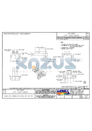 LPF-C021304S datasheet - DOUBLE UNIT, STACKABLE RIGHT ABGLE SMT LIGHT PIPE