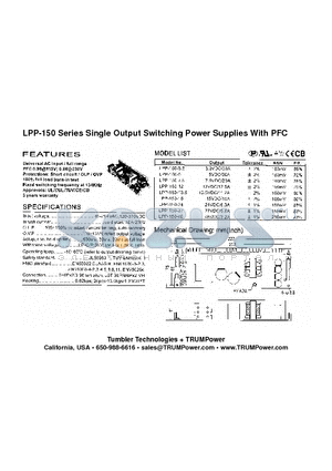 LPP-150-12 datasheet - Single Output Switching Power Supplies With PFC