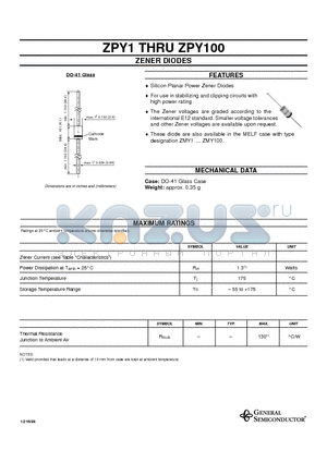 ZPY10 datasheet - ZENER DIODES