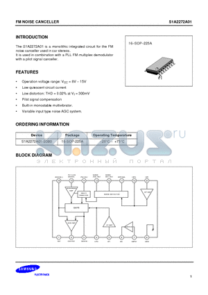 S1A2272A01 datasheet - FM NOISE CANCELLER