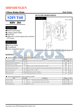 S20VT60 datasheet - 3 Phase Bridge Diode(600V 20A)