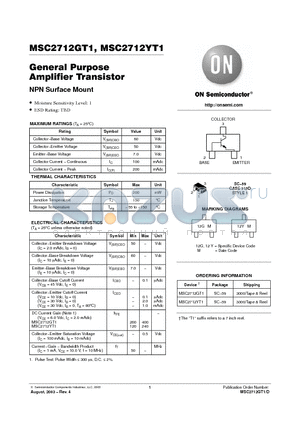 MSC2712YT1 datasheet - General Purpose Amplifier Transistor