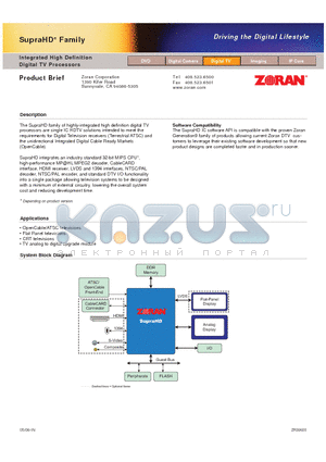 ZR39600 datasheet - Integrated High Definition Digital TV Processors