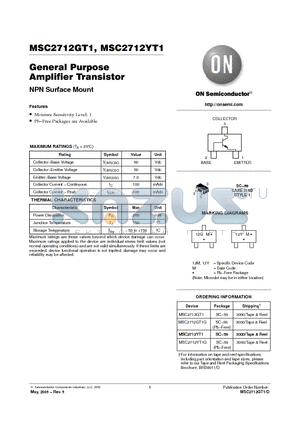 MSC2712GT1G datasheet - General Purpose Amplifier Transistor