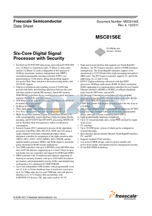 MSC8156E_11 datasheet - Six-Core Digital Signal Processor with Security