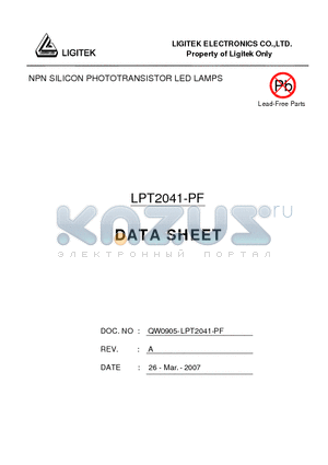 LPT2041-PF datasheet - NPN SILICON PHOTOTRANSISTOR LED LAMPS
