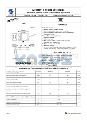 MSCD014 datasheet - SURFACE MOUNT SCHOTTKY BARRIER RECTIFIER