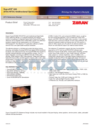 ZR839680 datasheet - DTV Reference Design