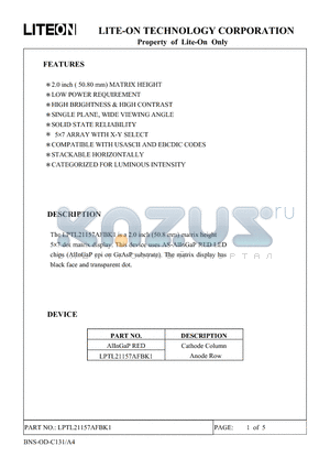 LPTL21157AFBK1 datasheet - Property of Lite-On Only