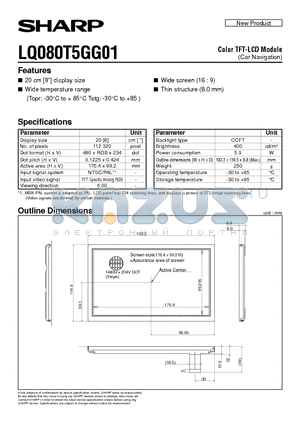 LQ080T5GG01 datasheet - Color TFT-LCD Module(Car Navigation)