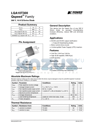 LQA10T300 datasheet - 300 V, 10 A Q-Series Diode