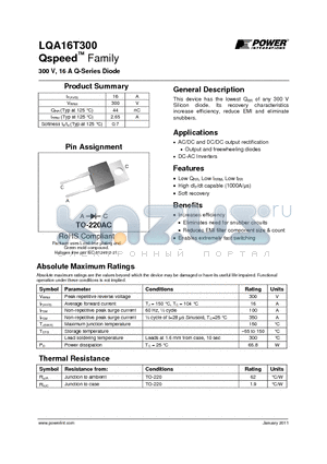 LQA16T300 datasheet - 300 V, 16 A Q-Series Diode