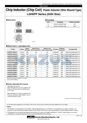 LQH6PP datasheet - Chip Inductor (Chip Coil) Power Inductor (Wire Wound Type)
