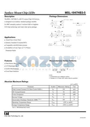 MSL-1947HB3-5 datasheet - Surface Mount Chip LEDs