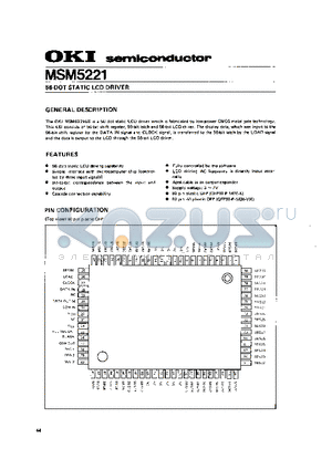 MSM5221 datasheet - 56-DOT STATIC LCD DRIVER