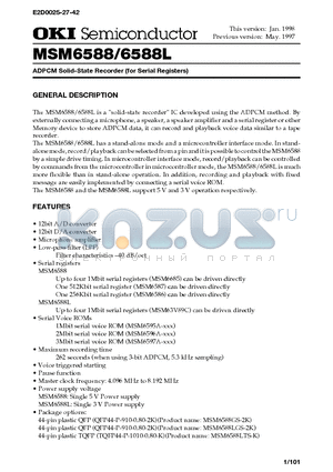 MSM6588GS-2K datasheet - ADPCM Solid-State Recorder (for Serial Registers)
