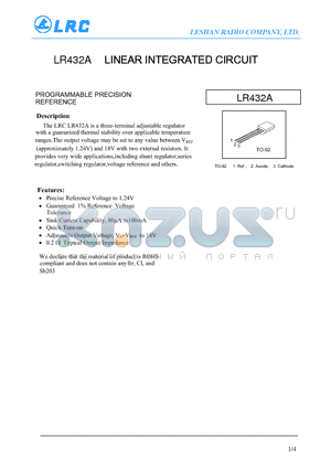 LR432A datasheet - LINEAR INTEGRATED CIRCUIT Quick Turn-on