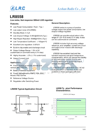 LR8558-XXPRM datasheet - Low noise, fast response 500mA LDO regulato