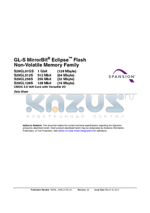 S29GL256S datasheet - GL-S MirrorBit^ Eclipse Flash Non-Volatile Memory Family