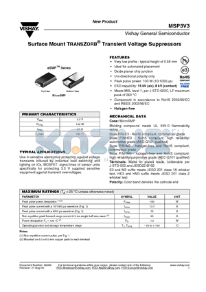 MSP3V3 datasheet - Surface Mount TRANSZORB^ Transient Voltage Suppressors