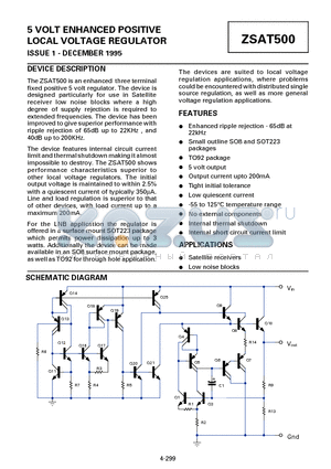 ZSAT500G datasheet - 5 VOLT ENHANCED POSITIVE LOCAL VOLTAGE REGULATOR