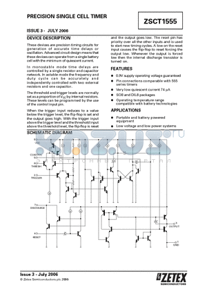 ZSCT1555 datasheet - PRECISION SINGLE CELL TIMER