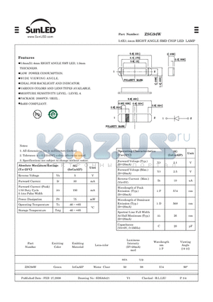 ZSG94W datasheet - 5.6X1.4mm RIGHT ANGLE SMD CHIP LED LAMP