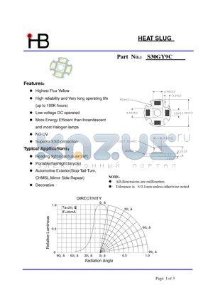 S30GY9C datasheet - Highest Flux Yellow