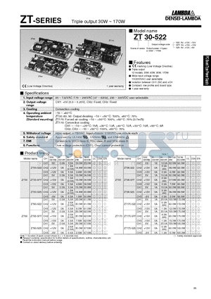 ZT170-522 datasheet - Triple output 30W ~ 170W