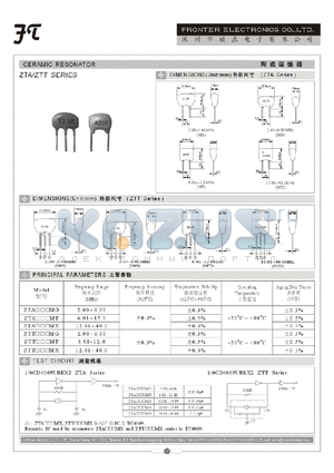 ZTA datasheet - CERAMIC RESONATOR