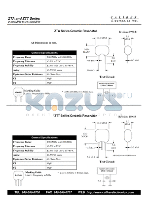 ZTA datasheet - Ceramic Resonator