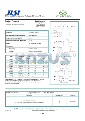 ZTA datasheet - 2 Pad and 3 Pad Ceramic Package, 5.5 mm x 10 mm