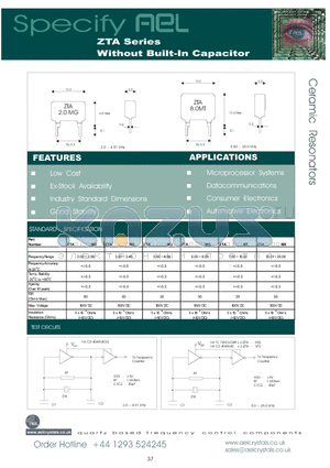 ZTA13.01MX datasheet - Ceramic Resonators