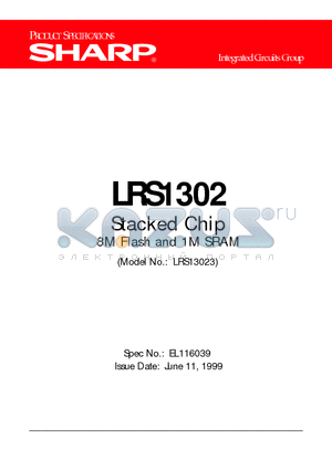 LRS1302 datasheet - Stacked Chip 8M Flash and 1M SRAM