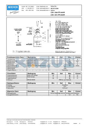 LS01-1A66-PP-2000W_DE datasheet - (deutsch) LS Level Sensor